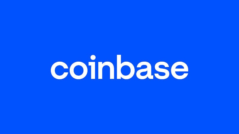 Coinbase logo in a blue background.